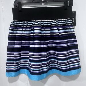 NWT IZ Byer Skirt A Line Skater Mini Black Blue Purple Striped M Twee Tumblr USA